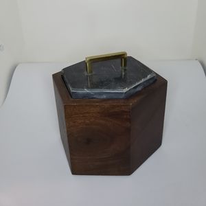 Hexagon Decorative Wooden Box With Marble Lid NEW!